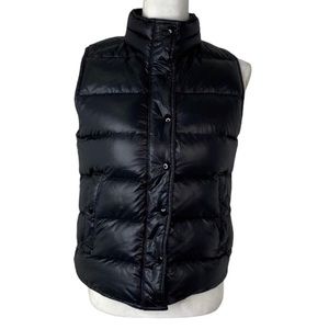 J.Crew S Sleeveless Black Puffer Vest Side Pockets Zip Snap